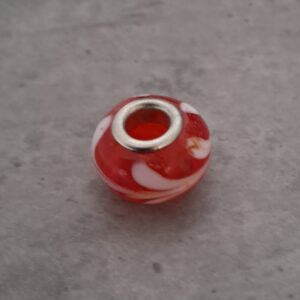 kraal zilver pandora style glas rood 15 mm x 10 mm (1)