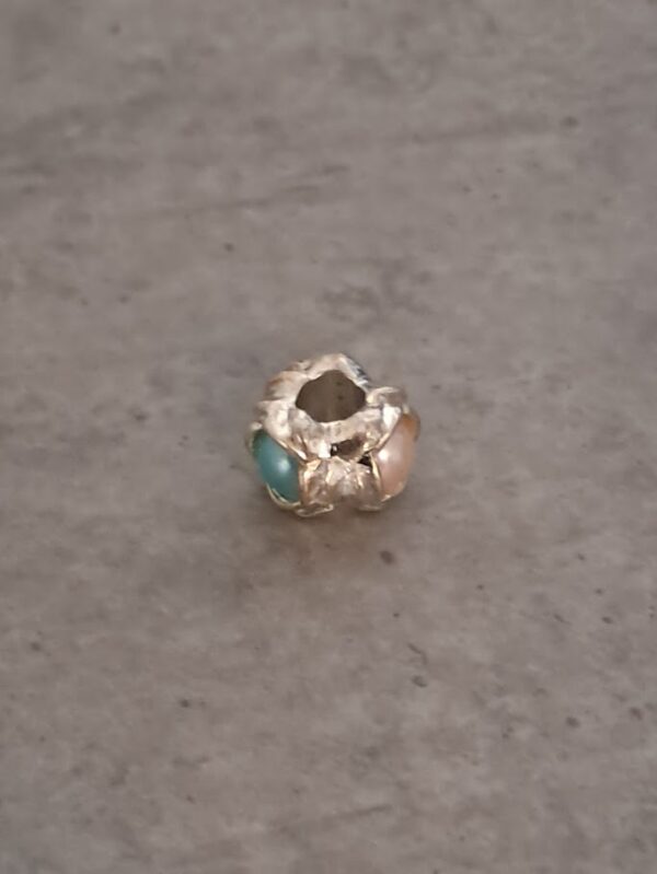 kraal zilver pandora style parel rose/blauw 12 mm x 9 mm