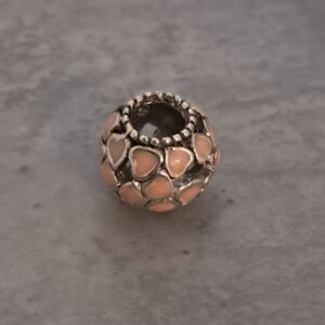 kraal zilver pandora style hartjes roze 10 mm x 11 mm