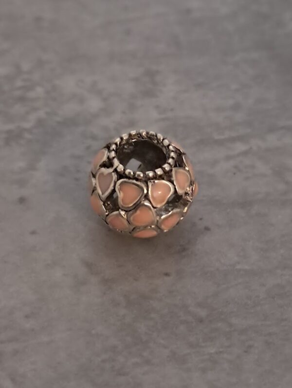kraal zilver pandora style hartjes roze 10 mm x 11 mm