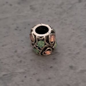kraal zilver pandora style hart/ster mint/roze 9 mm