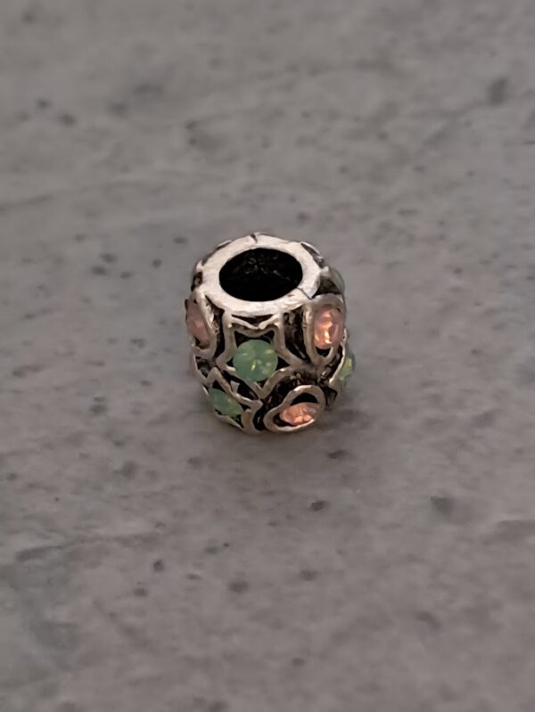 kraal zilver pandora style hart/ster mint/roze 9 mm