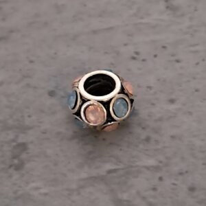 kraal zilver pandora style blauw/rose 11 mm x 7 mm