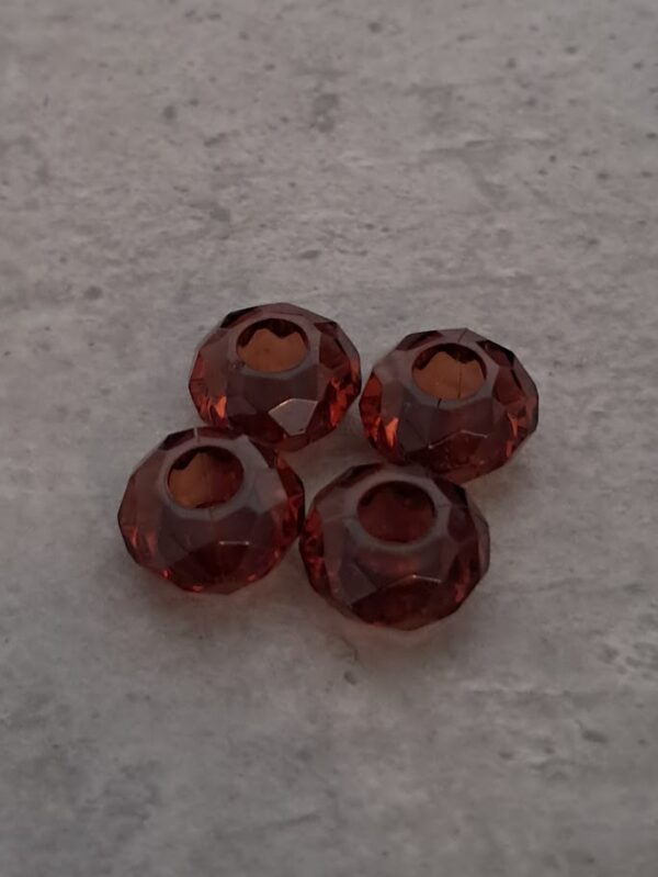 kraal pandora style facet rondel kunststof bruin 14 mm x 6 mm 4 stuks