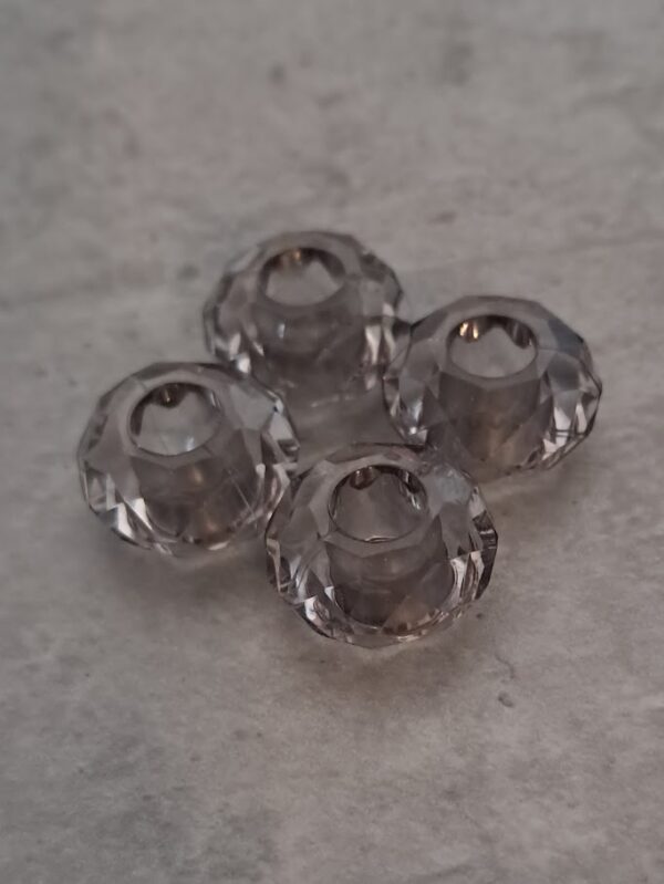 kraal pandora style kunststof facet rondel bruin 14 mm x 6 mm 4 stuks