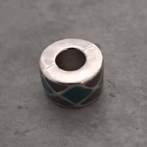kraal zilver pandora style zilver/grijs/patrol 11 mm x 6 mm