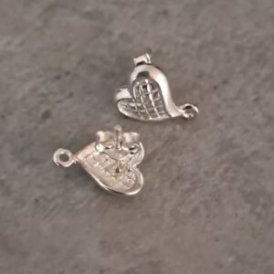 oorsteker sterling zilver 925 hart bewerkt 12.5 mm x 9.5 mm per paar