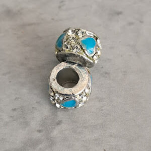 kraal zilver pandora style hartje blauw 10 mm x 7 mm
