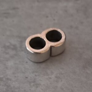 leerschuiver zilver 14 mm x 8 mm x 5 mm dubbel oog