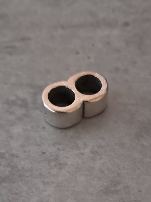 leerschuiver zilver 14 mm x 8 mm x 5 mm dubbel oog