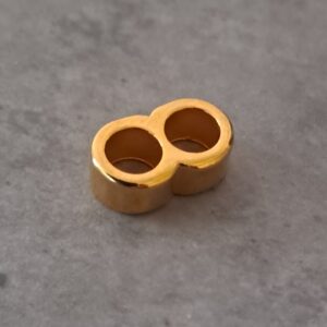 leerschuiver goud 14 mm x 8 mm x 5 mm dubbel oog