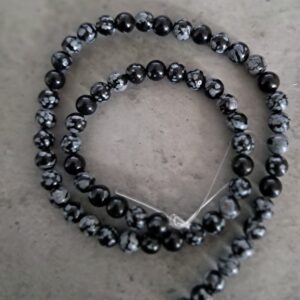 kraal snowflake obsidaan 6 mm streng 62 stuks