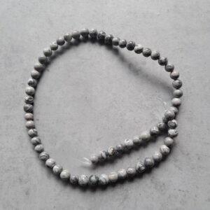 kraal jaspis grijs picasso 6 mm streng 63 stuks