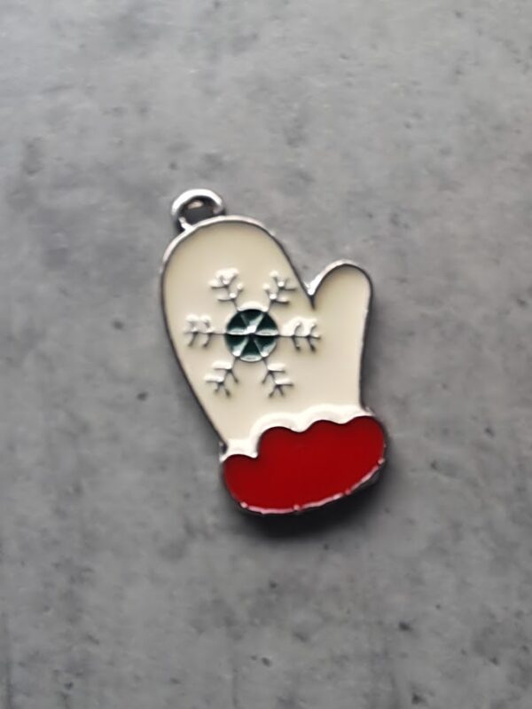 bedel zilver kerstwant met emaille rood/wit 25 mm x 14 mm