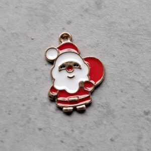 bedel goud kerstman met emaille rood/wit 23 mm x 15 mm