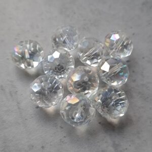 glaskraal facet geslepen rondel kristal AB 12 mm 10 stuks