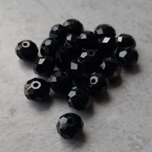 glaskraal facet geslepen rondel zwart 10 mm 20 stuks