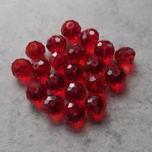 glaskraal facet geslepen rondel donkerrood 10 mm 20 stuks