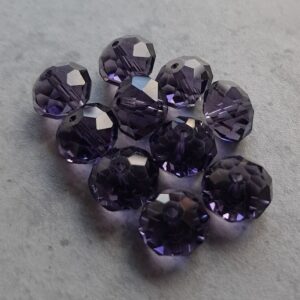 glaskraal facet geslepen rondel paars 12 mm 10 stuks