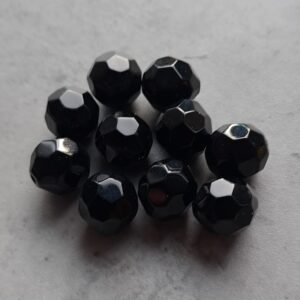 glaskraal facet geslepen rondel zwart 12 mm 10 stuks