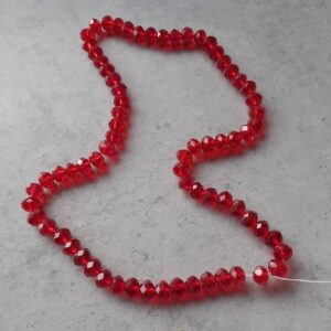 glaskraal facet geslepen rondel rood 8 mm streng 72 stuks