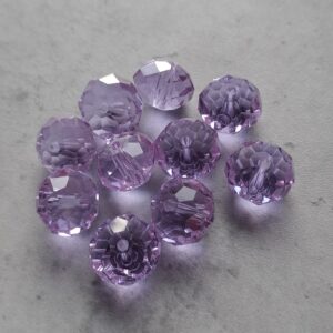 glaskraal facet geslepen rondel lila helder 12 mm 10 stuks