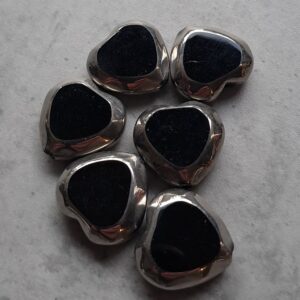 glaskraal hart met zilverrand 20 mm 6 stuks