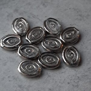 glaskraal ovaal helder met zilverrand 17 mm x 14 mm 10 stuks