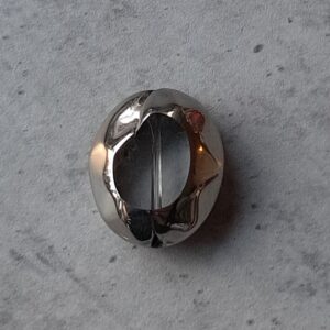 glaskraal ovaal dik helder met zilverrand 22 mm x 17 mm