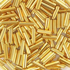 191 miyuki bugles  24 kt gold plated 6 mm 3 gram