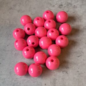 Kraal acryl shiny fuchsia pink 10 mm 20 stuks