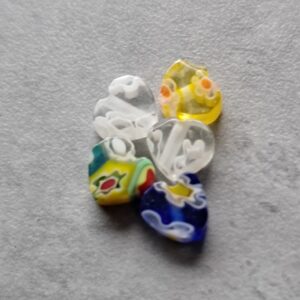 millefiori kraal 4 mm x 4 mm hart bloem multicolor 5 stuks