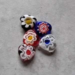 millefiori kraal 6 mm x 6 mm hart bloem multicolor 5 stuks