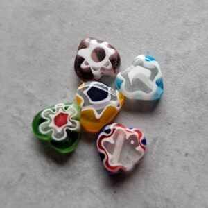 millefiori kraal 8 mm x 8 mm hart bloem multicolor 5 stuks