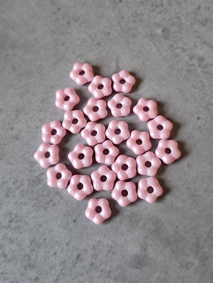 Czech glas spacer bloem sorbet pink 5 mm 25 stuks