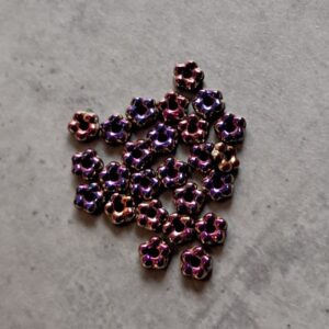 Czech glas spacer bloem dark irisdecent 5 mm 25 stuks