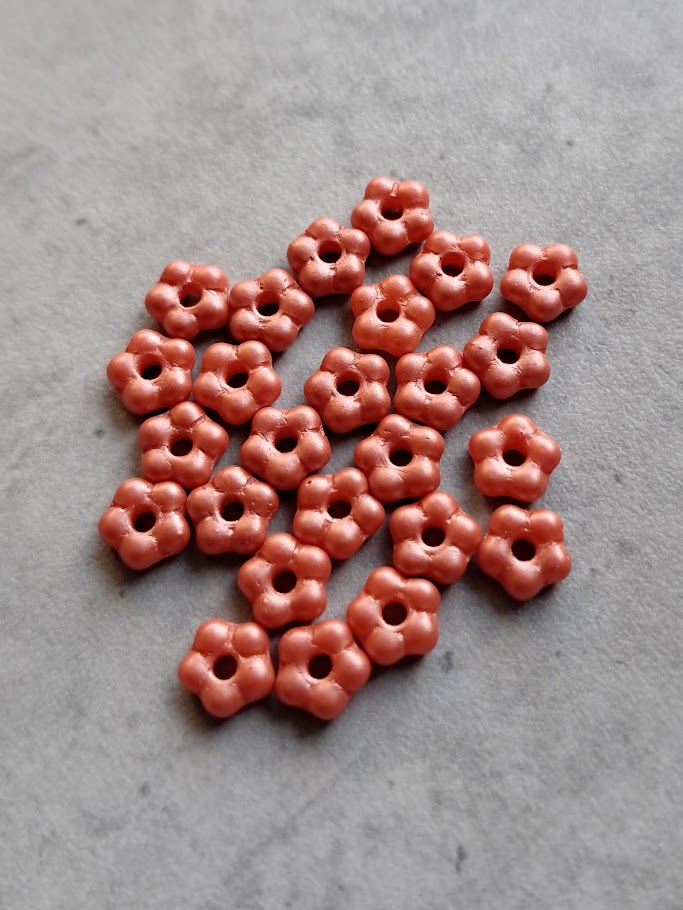 Czech glas spacer bloem coral red 5 mm 25 stuks