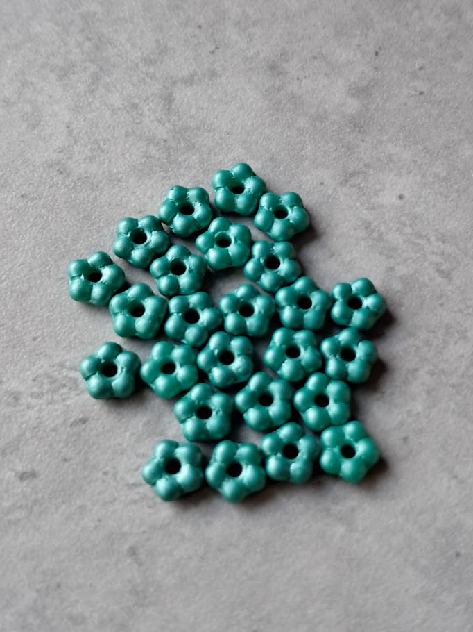 Czech glas spacer bloem aqua green 5 mm 25 stuks