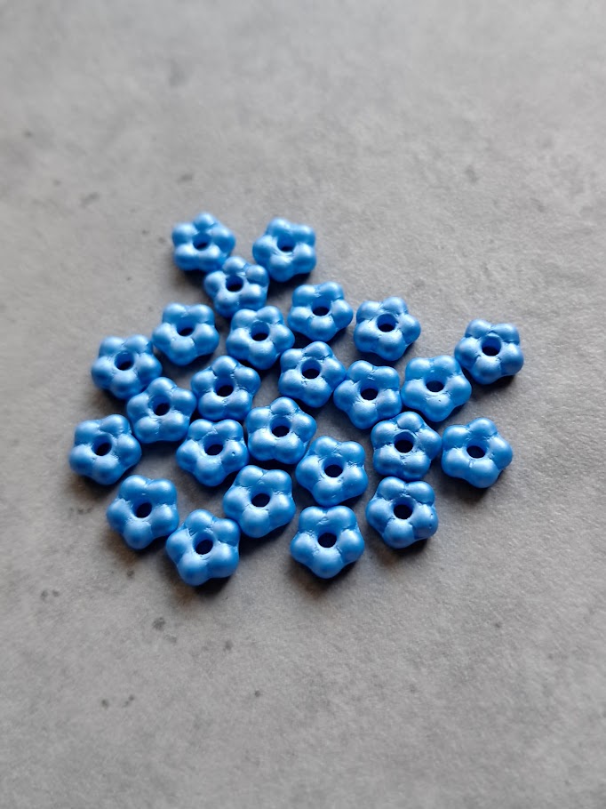 Czech glas spacer bloem carolina blue 5 mm 25 stuks
