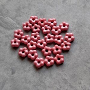 Czech glas spacer bloem burnt coral pink 5 mm 25 stuks