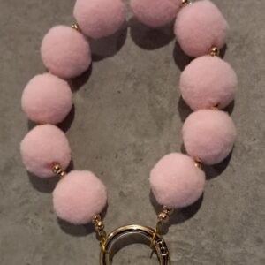 sleutelhanger pompom light pink-gold 12 mm x 10 mm