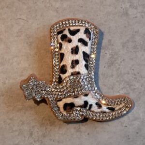 statement hanger met strass cowboylaars met luipaardprint 6.5 cm x 7 cm