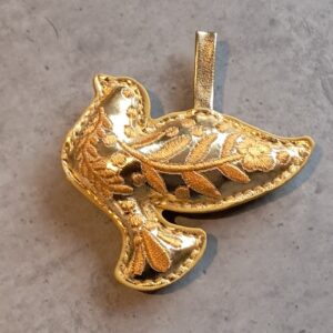 trendy hanger vogel met bloemmotief goud 7.5 cm x 7.5 cm