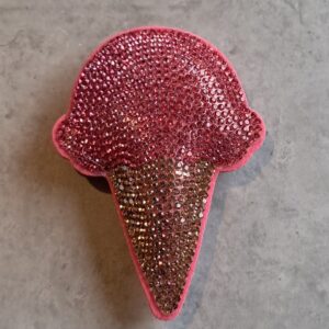 statement hanger met strass ijslolly pink-brown 8.5 cm x 6 cm