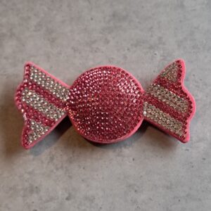 statement hanger met strass snoepje dark pink-crystal 4 cm x 8 cm