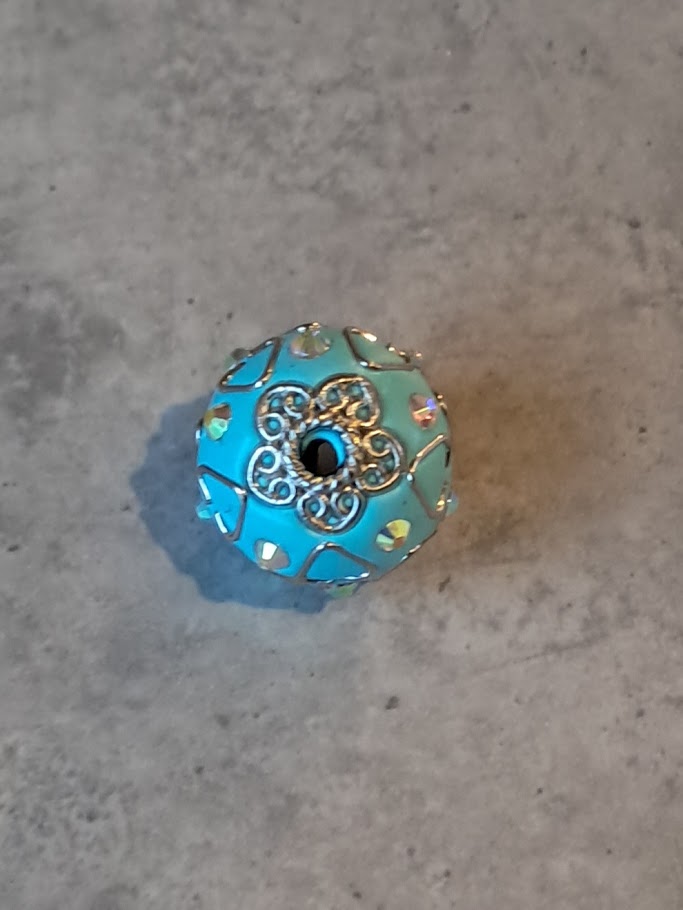 kraal bohemian turquoise-silver 18 mm