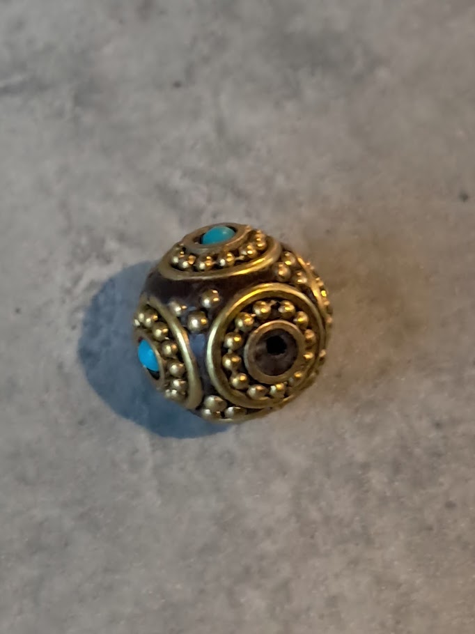 kraal bohemian turquoise-antique gold 13 mm