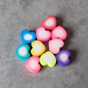 kraal polymeer hart neon kleurenmix 9 mm x 10 mm 10 stuks
