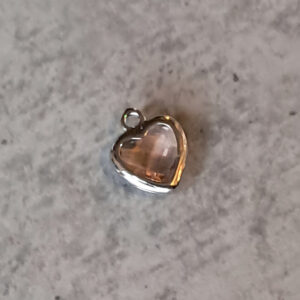 bedel zilver hart SS glas geslepen licht roze 10 mm x 8 mm