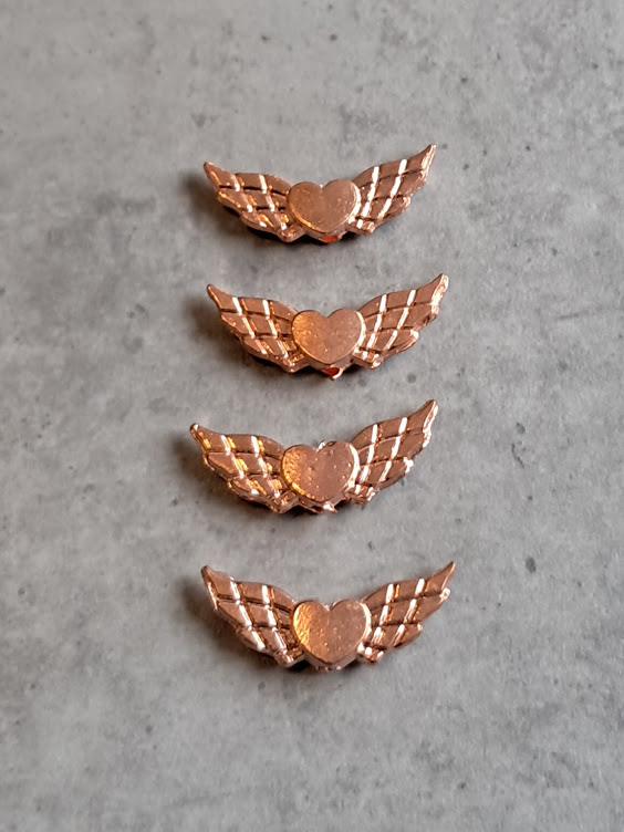 engelenvleugen hartje rose goud 22 mm x 9 mm 4 stuks
